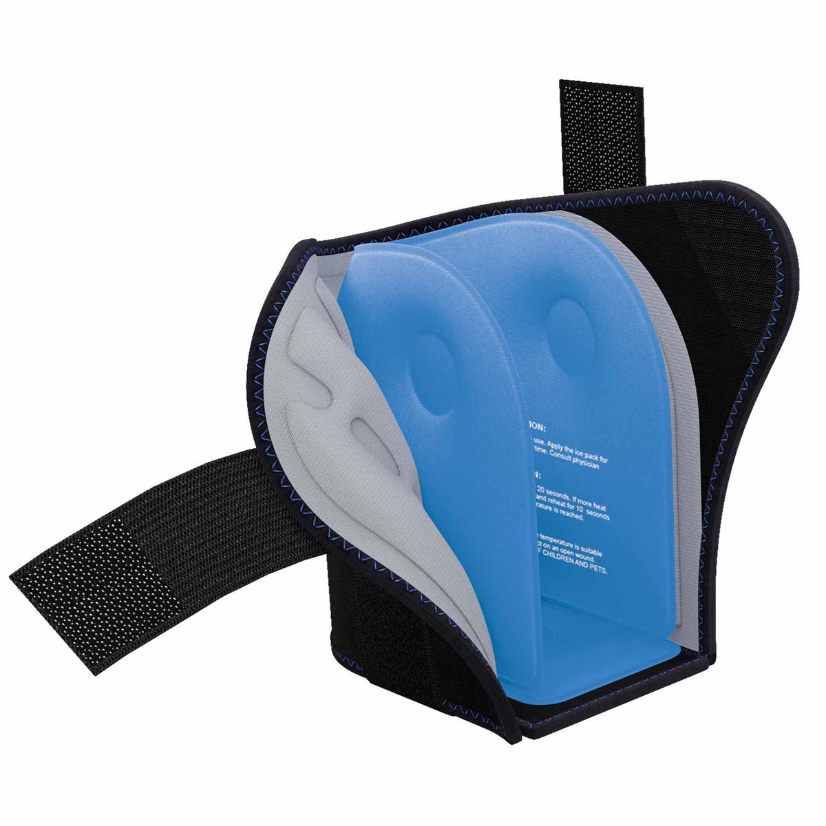Open Koprezion Foot CryoPump wrap showing the blue gel interior and fastening strap